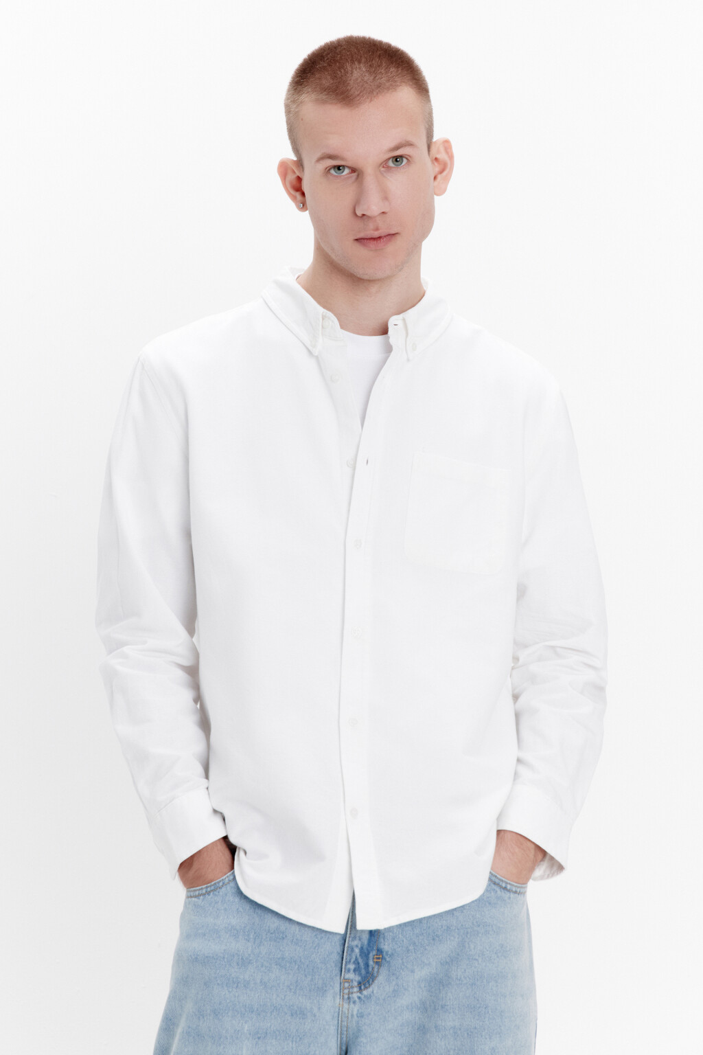 Рубашка Oxford с нагрудным карманом - цвет белый - 2