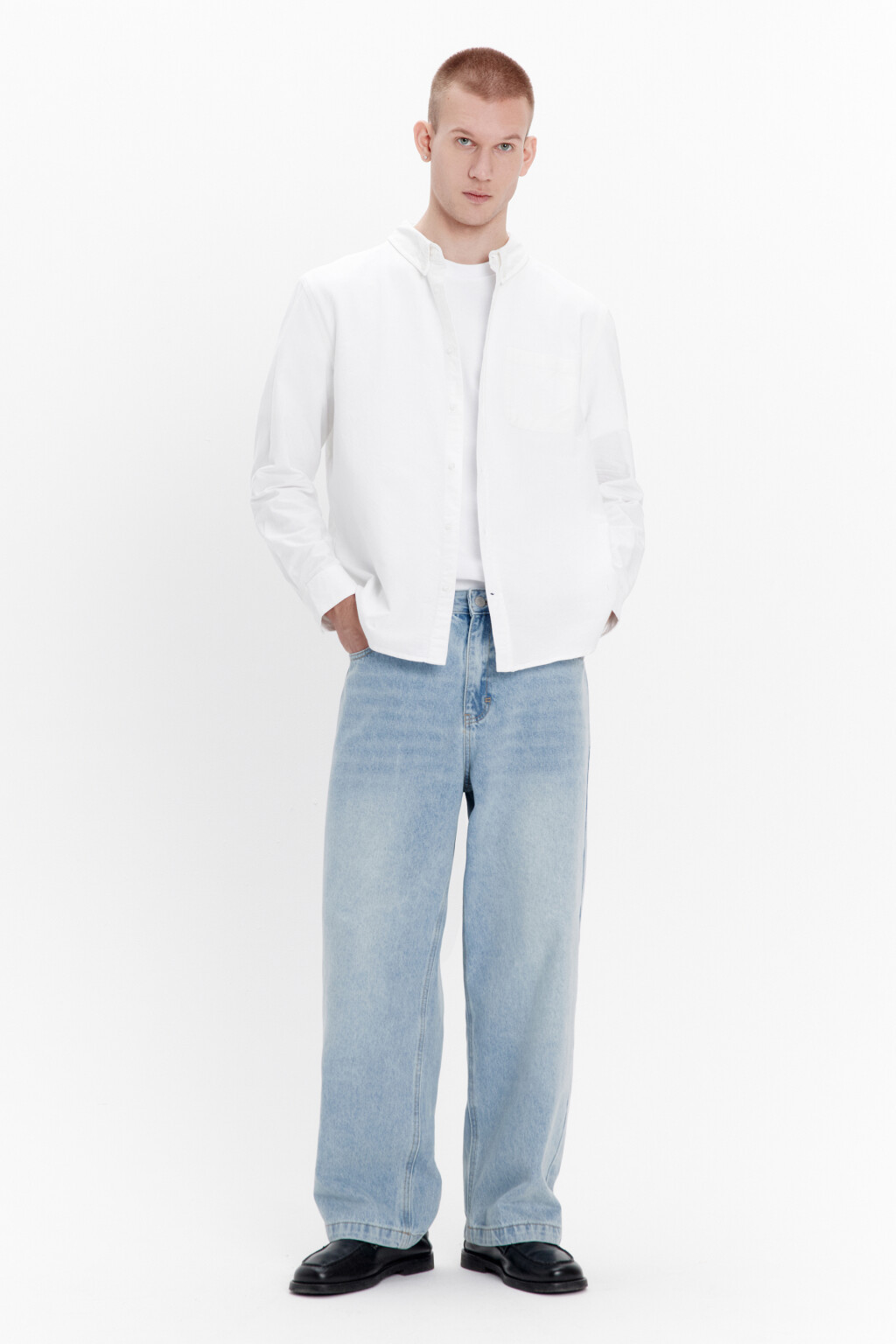 Рубашка Oxford с нагрудным карманом - цвет белый - 4