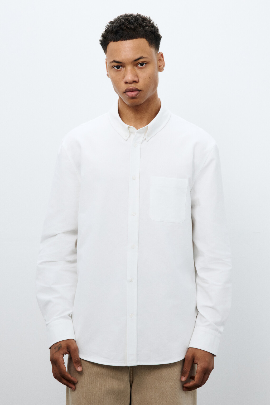 Рубашка oxford с нагрудным карманом - цвет белый - 2