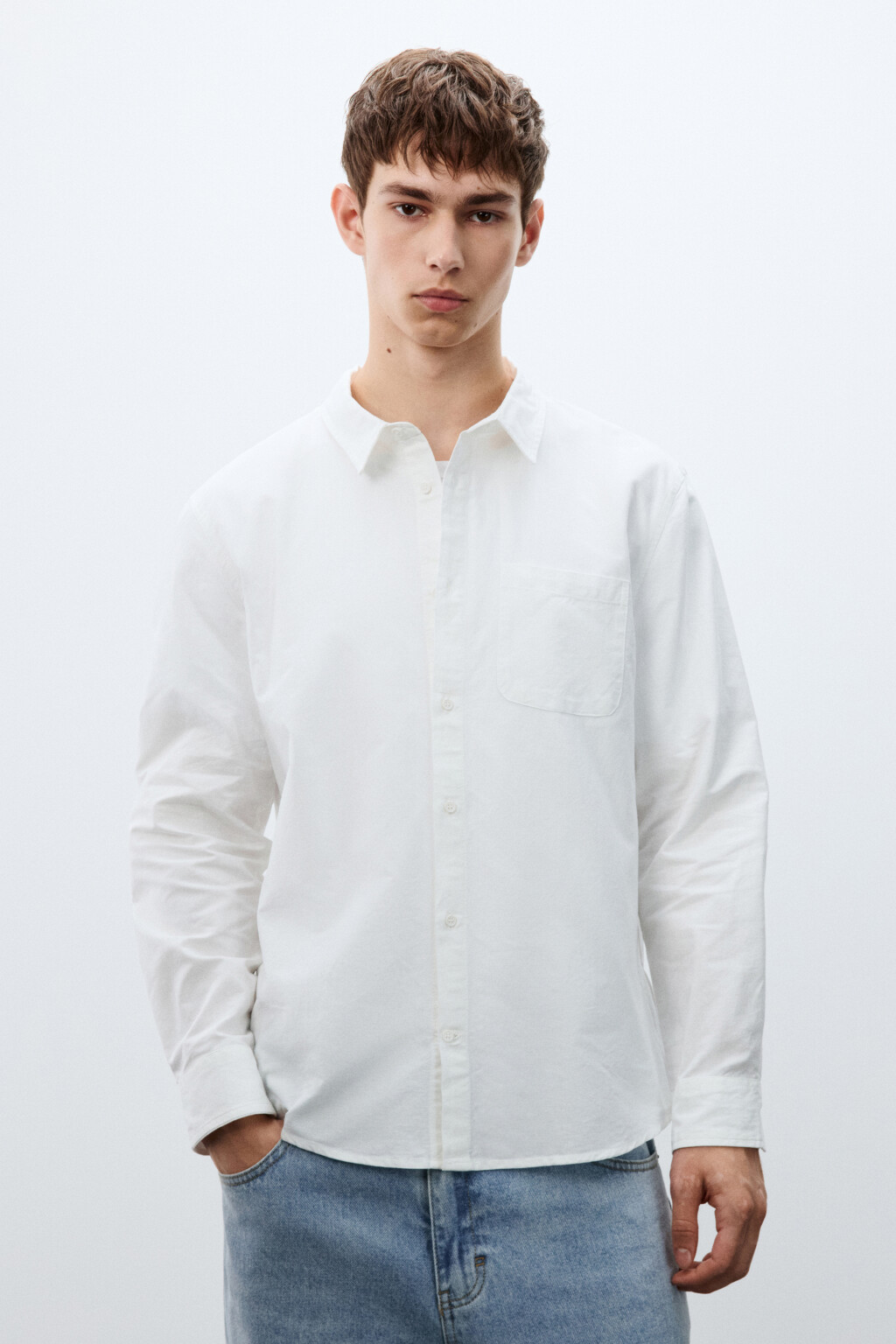 Рубашка oxford с нагрудным карманом - цвет белый - 2