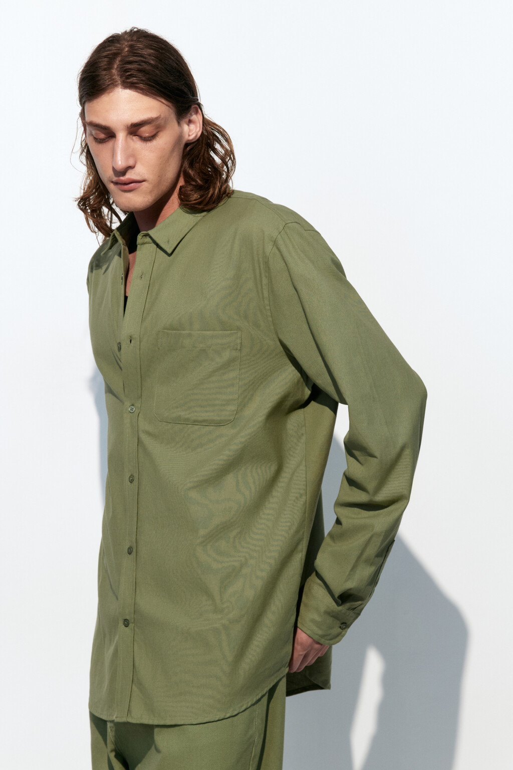 Рубашка Oxford прямая с нагрудным карманом - цвет зеленый - 3