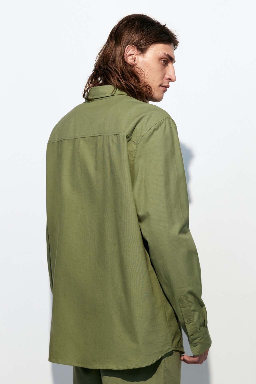 Рубашка Oxford прямая с нагрудным карманом - цвет зеленый - 4