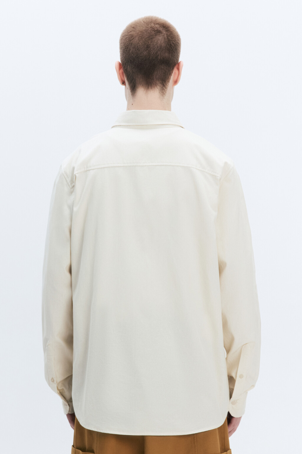 Рубашка Oxford прямая с нагрудным карманом - цвет молочный - 5