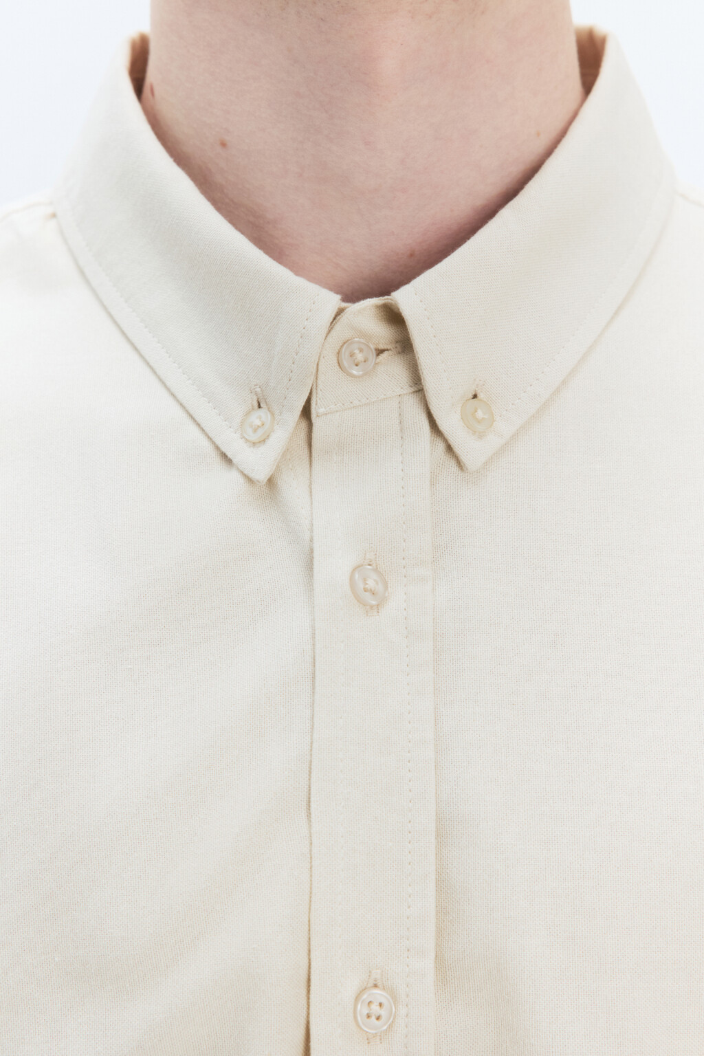 Рубашка Oxford прямая с нагрудным карманом - цвет молочный - 7