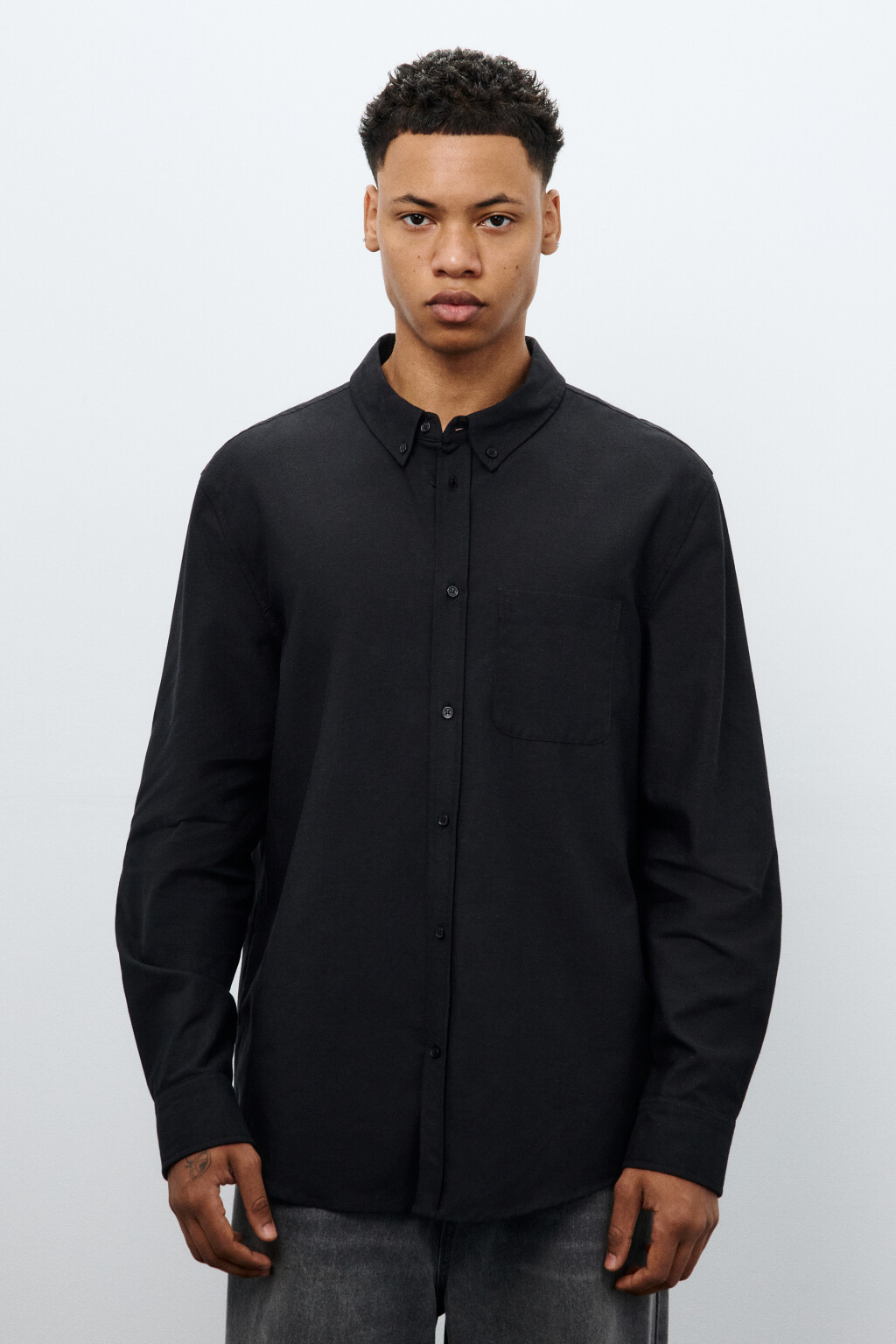 Рубашка oxford с нагрудным карманом - цвет черный - 2