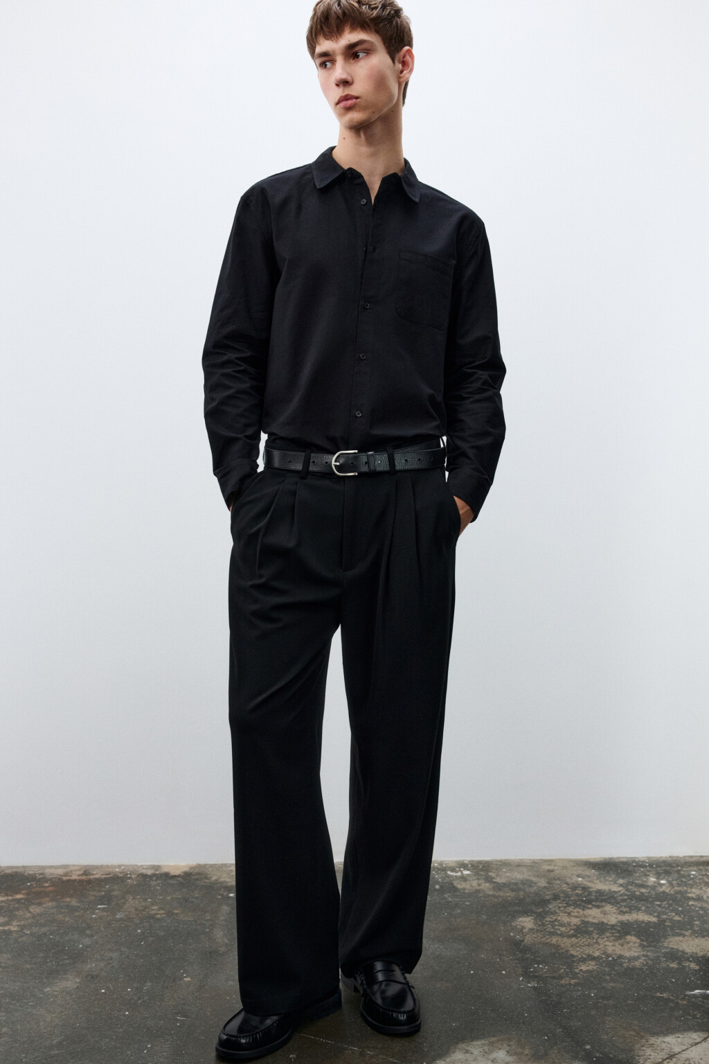 Рубашка oxford с нагрудным карманом - цвет черный - 1