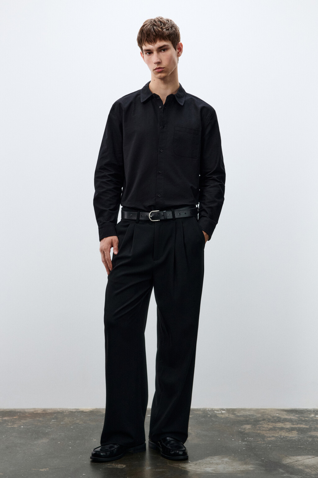 Рубашка oxford с нагрудным карманом - цвет черный - 5