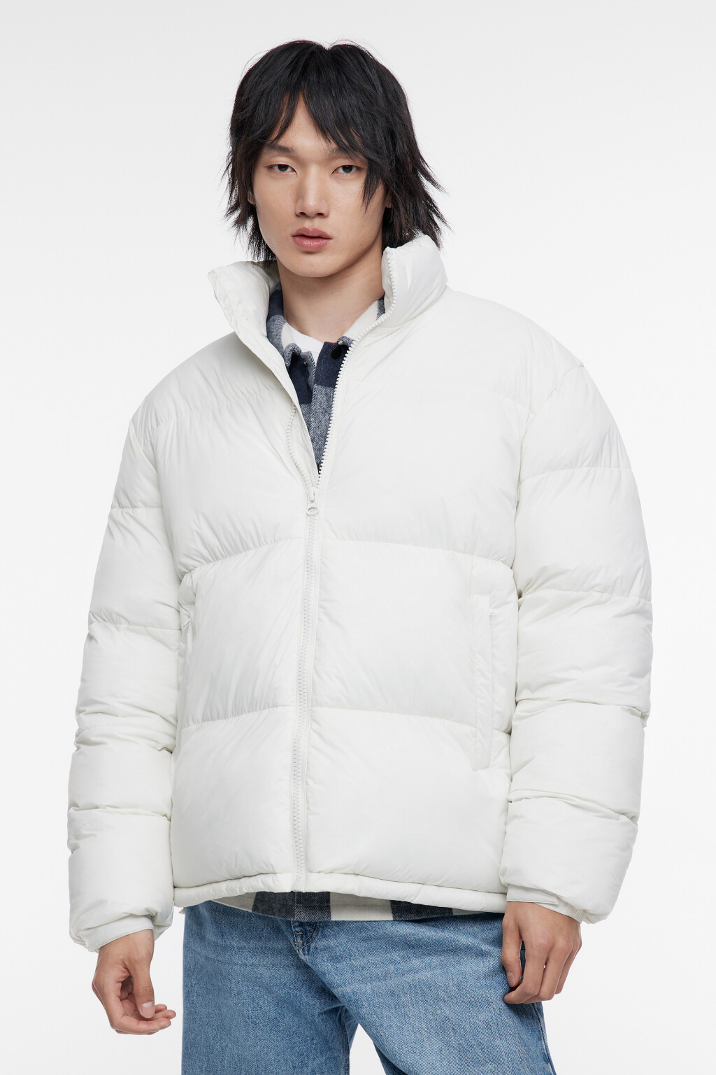 Куртка-пуховик стеганая с воротником-стойкой - цвет ванильный - 3