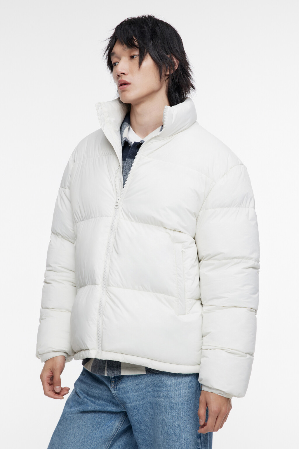 Куртка-пуховик стеганая с воротником-стойкой - цвет ванильный - 4