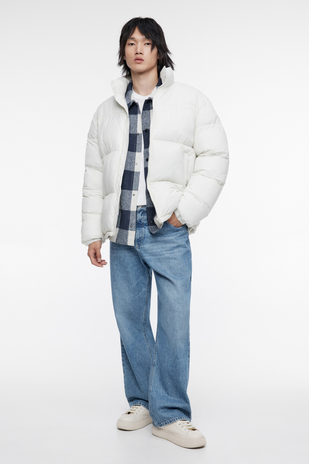 Куртка-пуховик стеганая с воротником-стойкой - цвет ванильный - 1