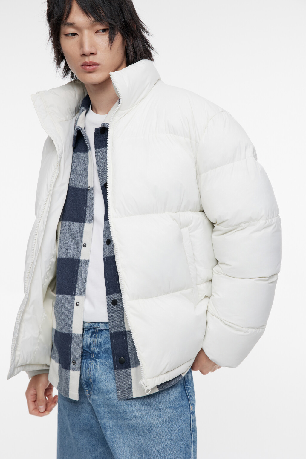 Куртка-пуховик стеганая с воротником-стойкой - цвет ванильный - 2