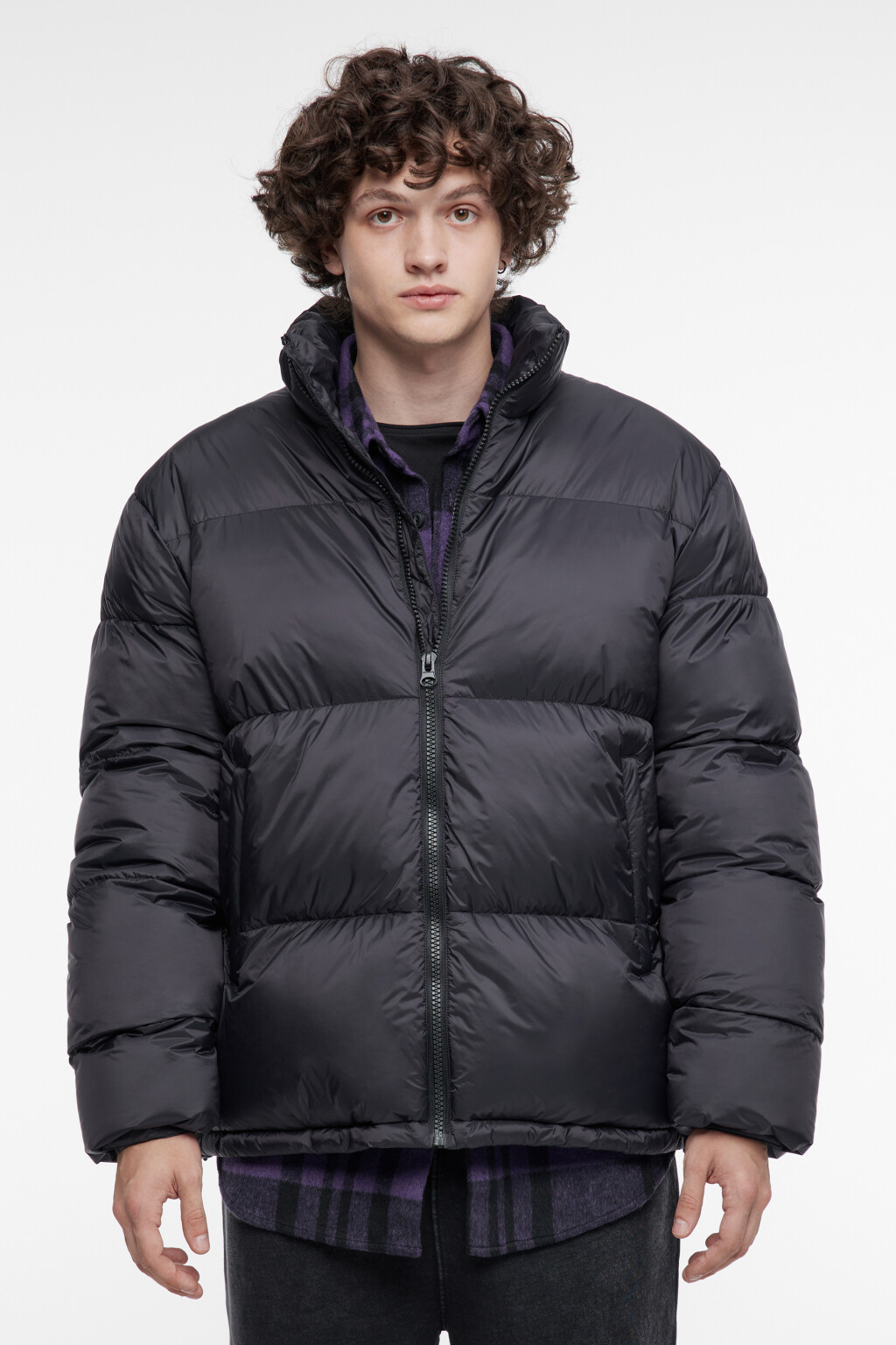 Куртка-пуховик стеганая с воротником-стойкой - цвет черный - 3