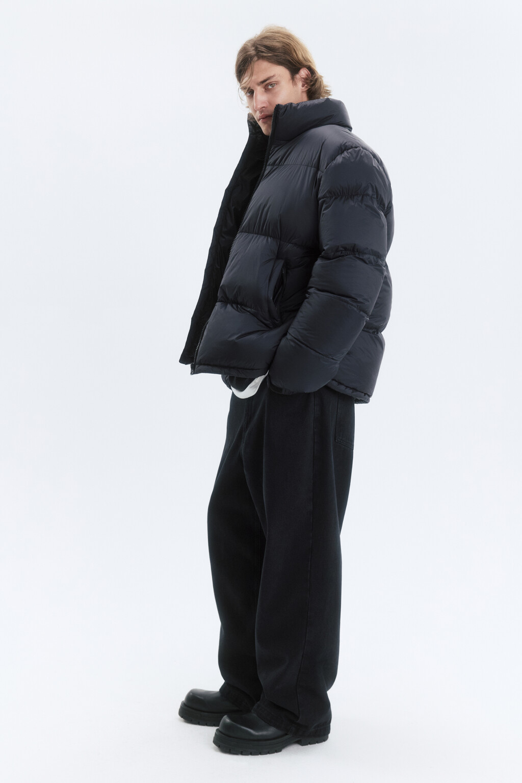Куртка стеганая с воротником-стойкой - цвет черный - 1