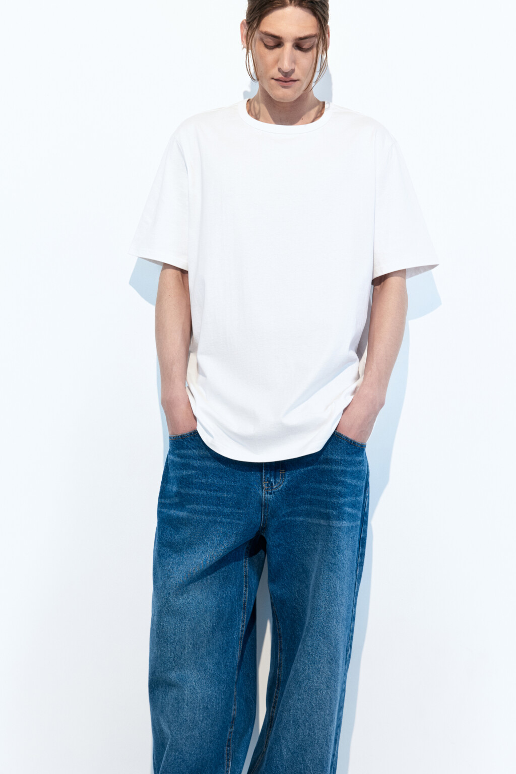 Футболка прямая базовая - цвет белый - 1