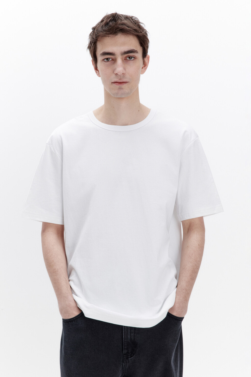 Футболка прямая базовая из хлопка - цвет белый - 2