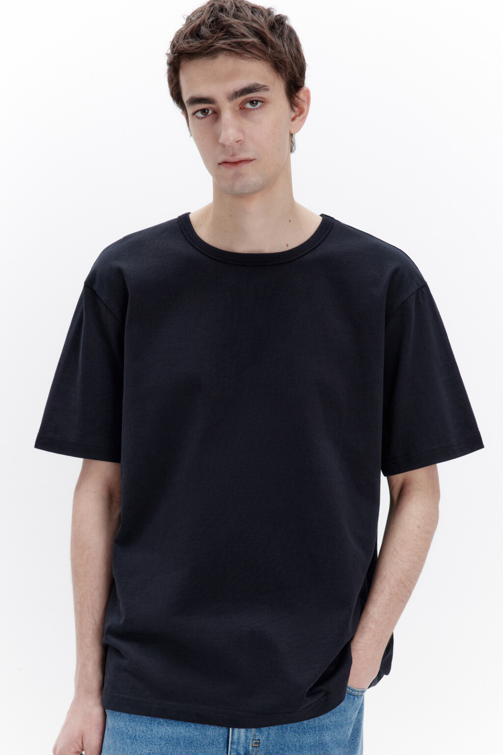 Футболка прямая базовая из хлопка - цвет черный - 1