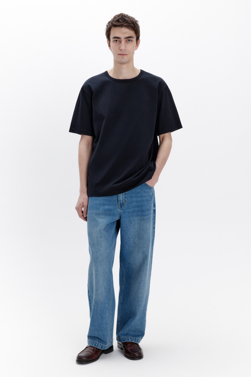 Футболка прямая базовая из хлопка - цвет черный - 4