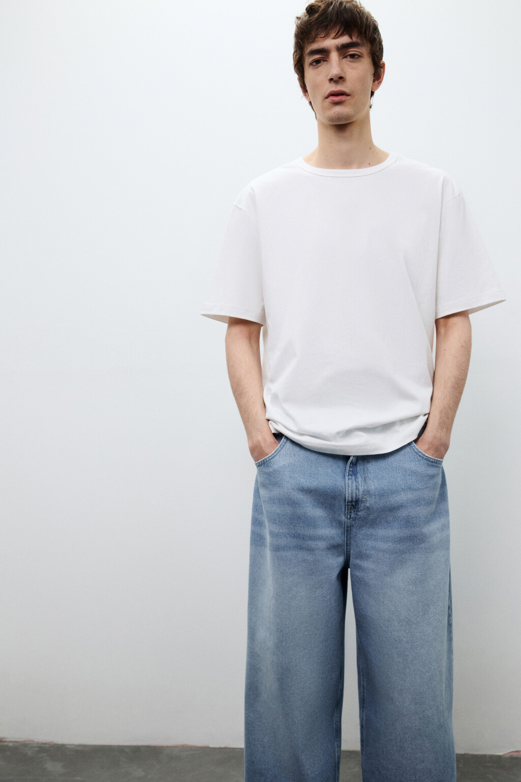 Футболка прямая базовая из хлопка - цвет белый - 1