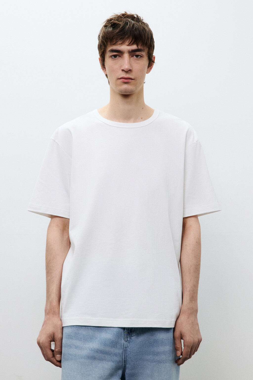 Футболка прямая базовая из хлопка - цвет белый - 2