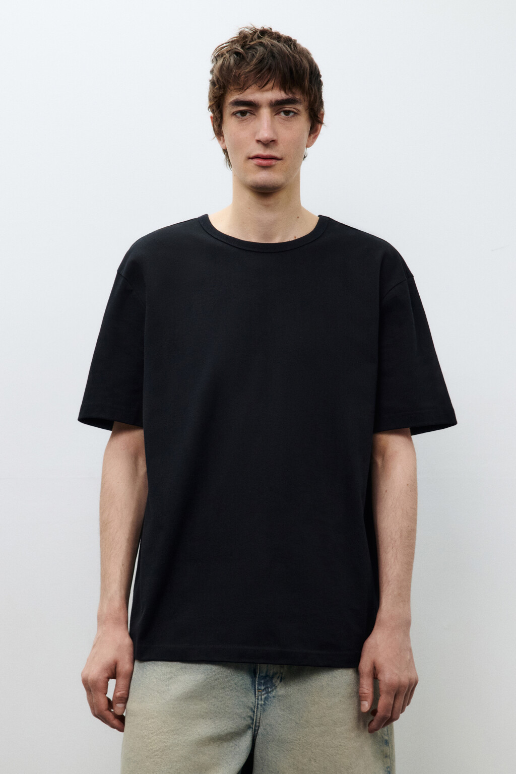 Футболка прямая базовая из хлопка - цвет черный - 2