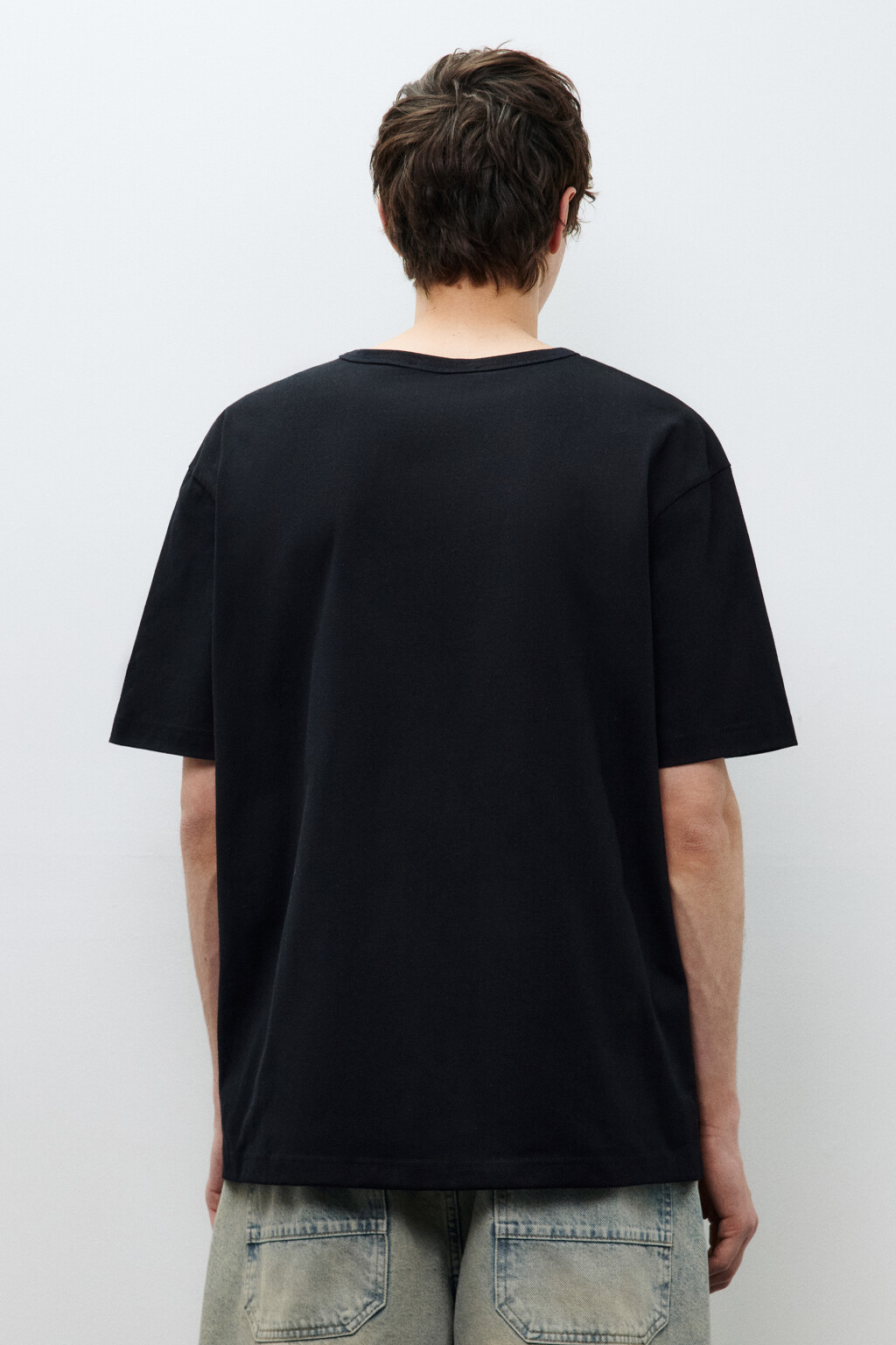 Футболка прямая базовая из хлопка - цвет черный - 3
