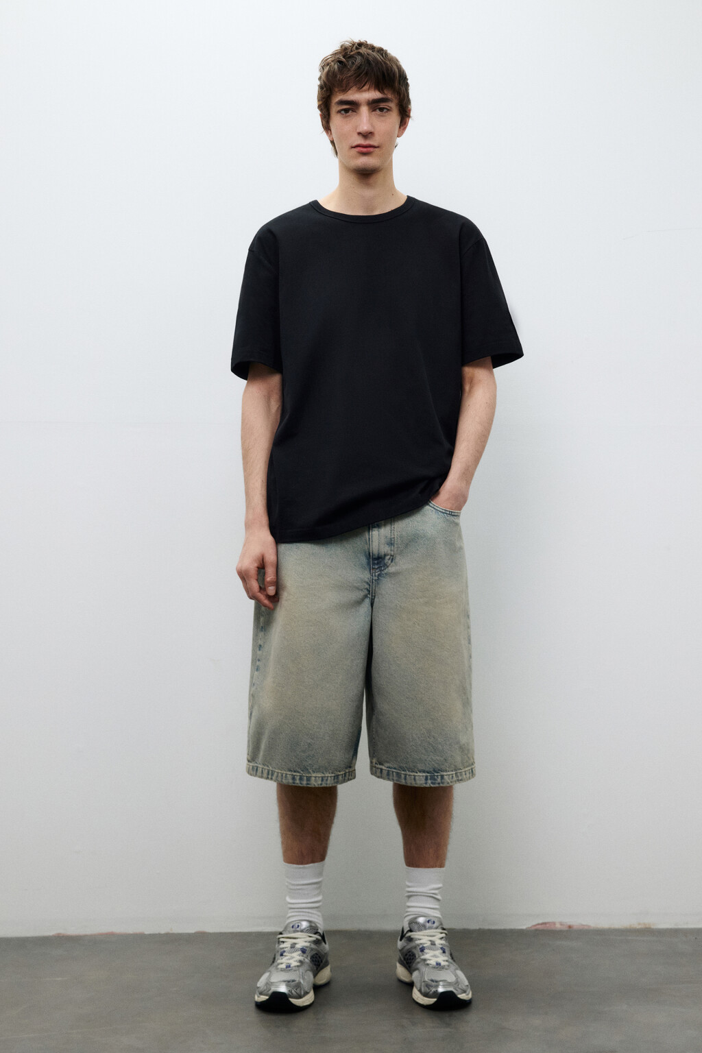 Футболка прямая базовая из хлопка - цвет черный - 4