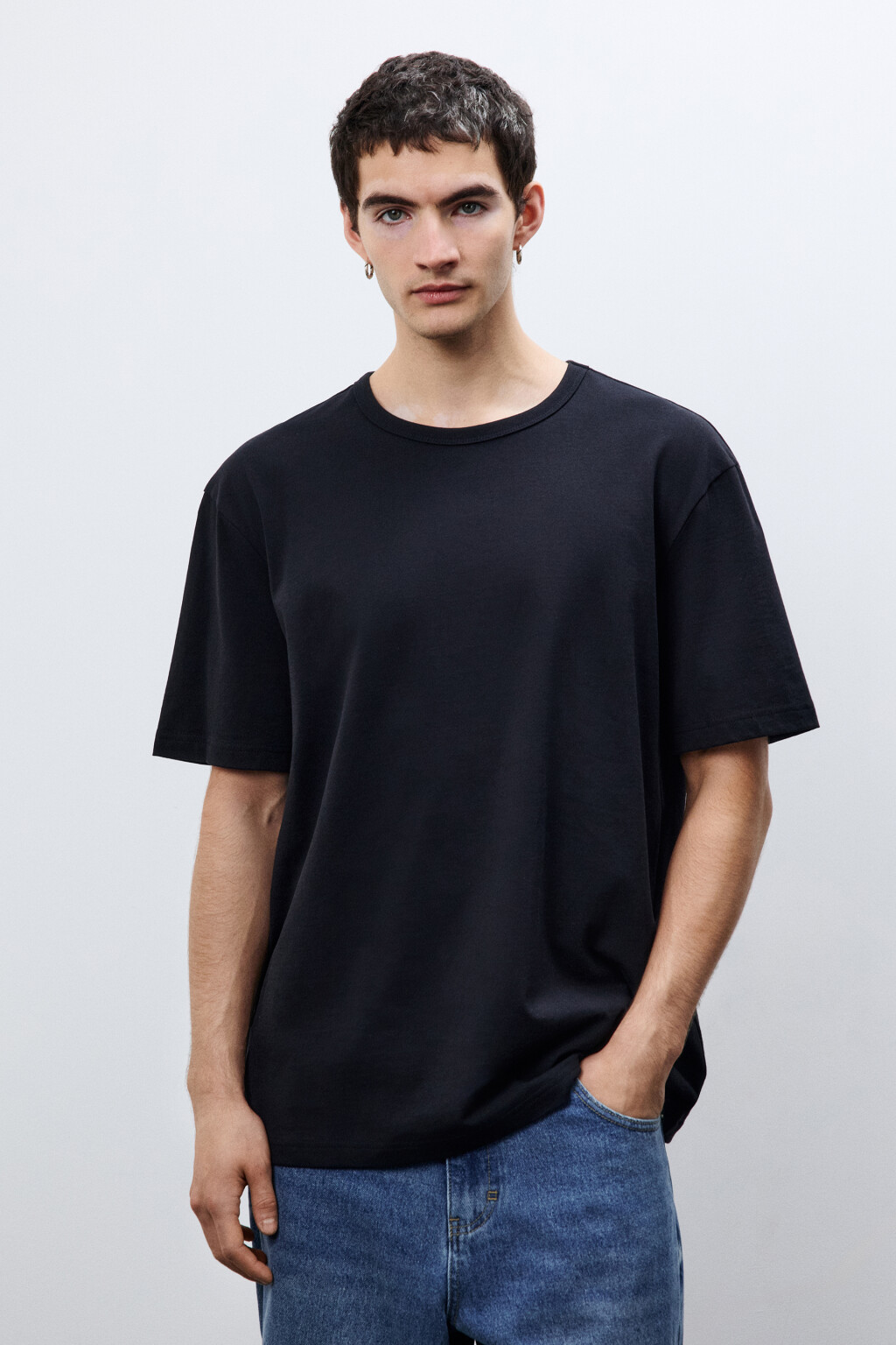 Футболка хлопковая базовая - цвет черный - 2