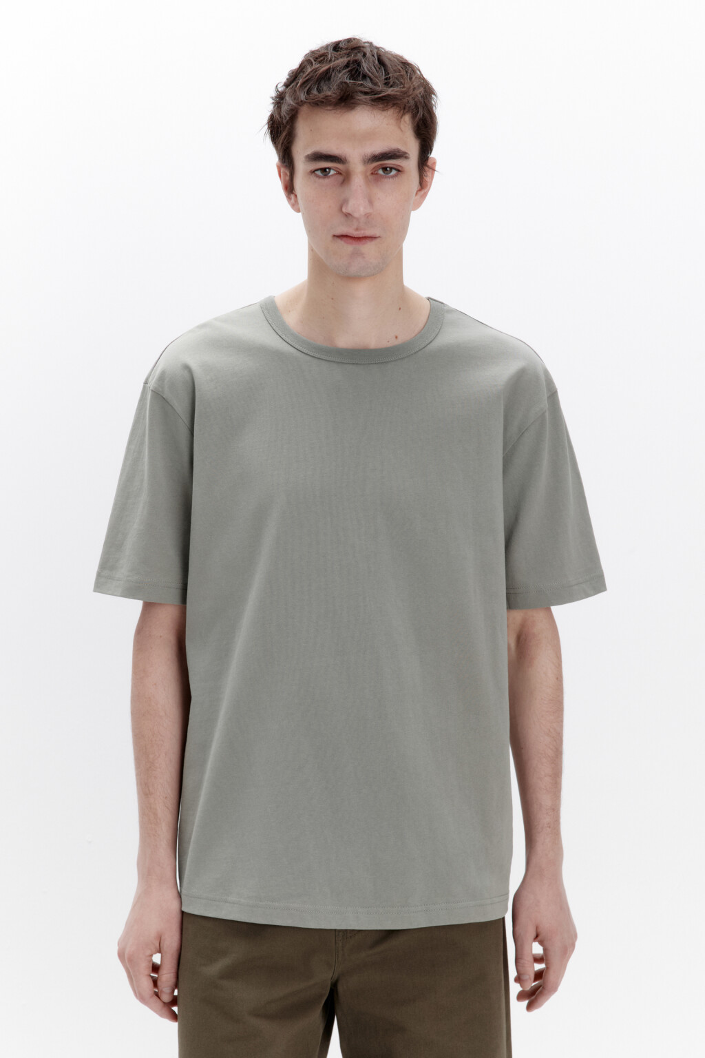 Футболка прямая базовая из хлопка - цвет зеленый - 2
