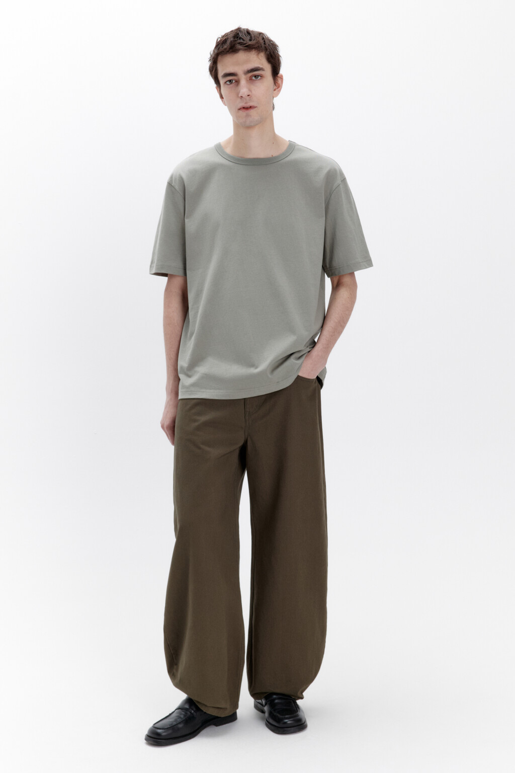 Футболка прямая базовая из хлопка - цвет зеленый - 4