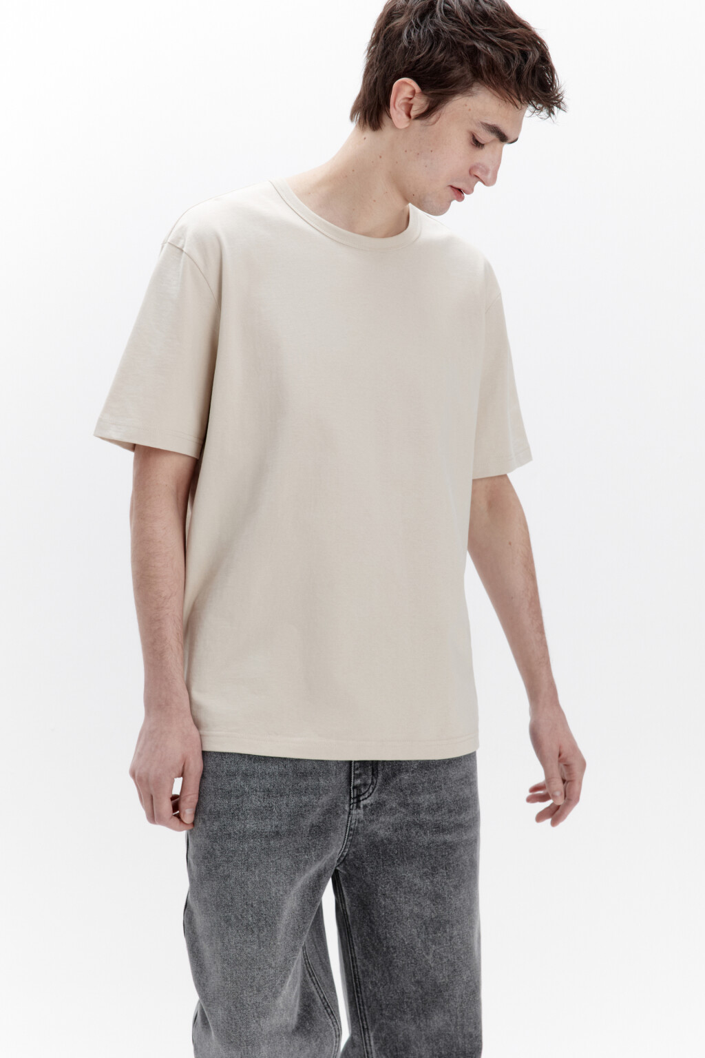 Футболка прямая базовая из хлопка - цвет коричневый - 1