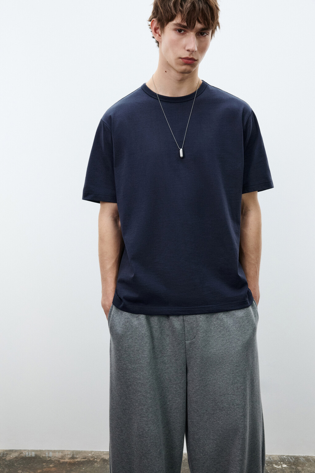 Футболка хлопковая базовая - цвет синий - 1