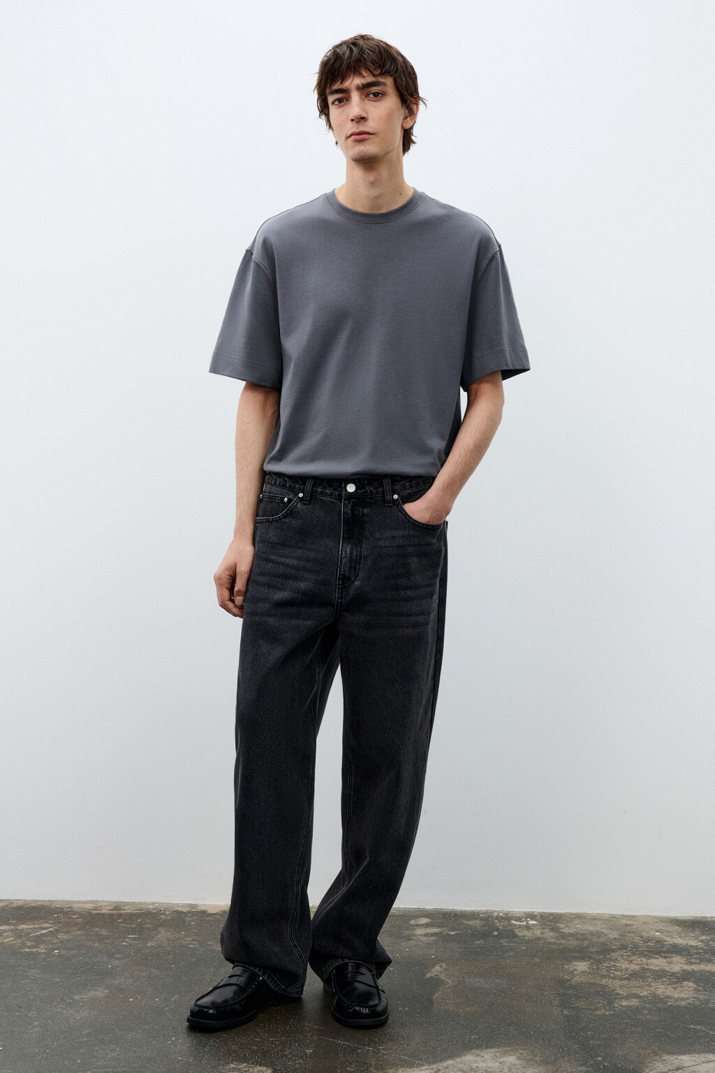 Джинсы skater fit широкие - цвет серый - 4