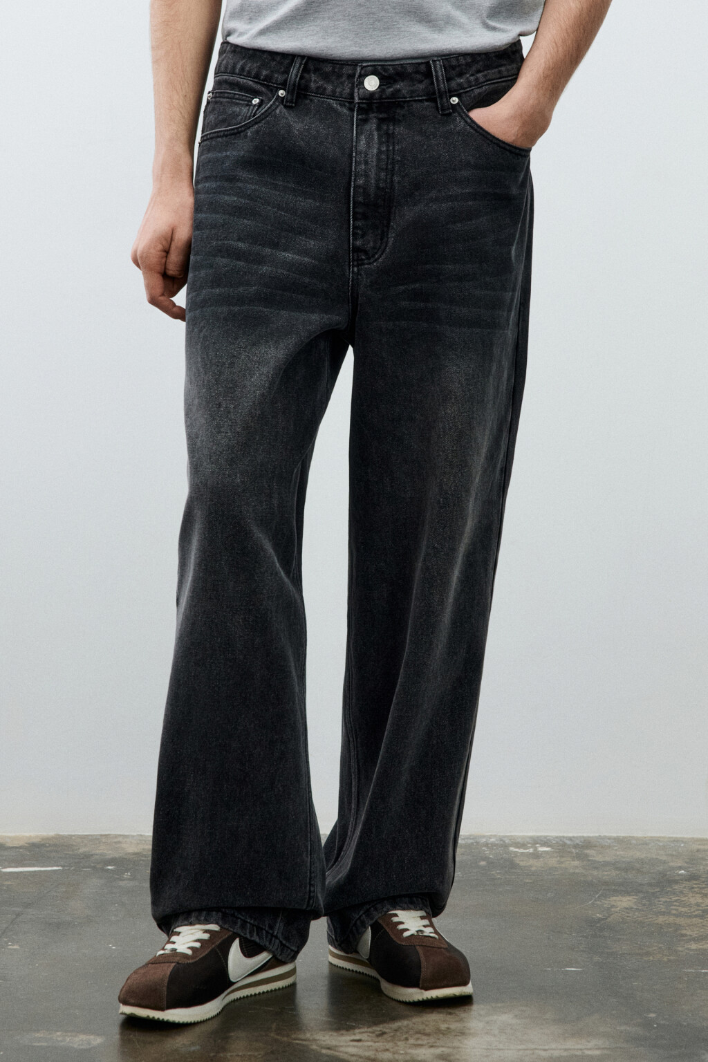 Джинсы skater fit широкие - цвет серый - 3