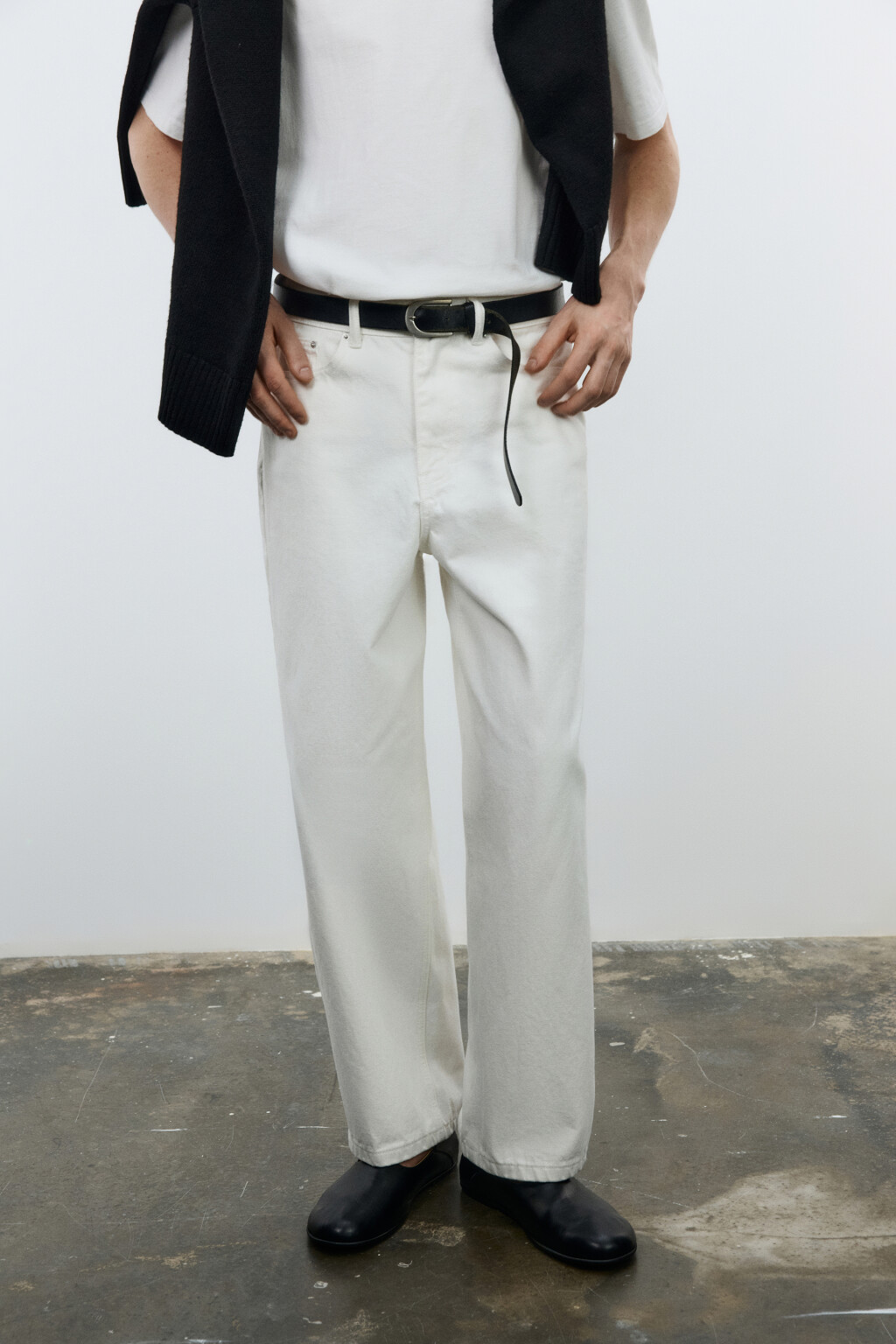 Джинсы baggy fit скейтерские со средней посадкой - цвет белый - 1