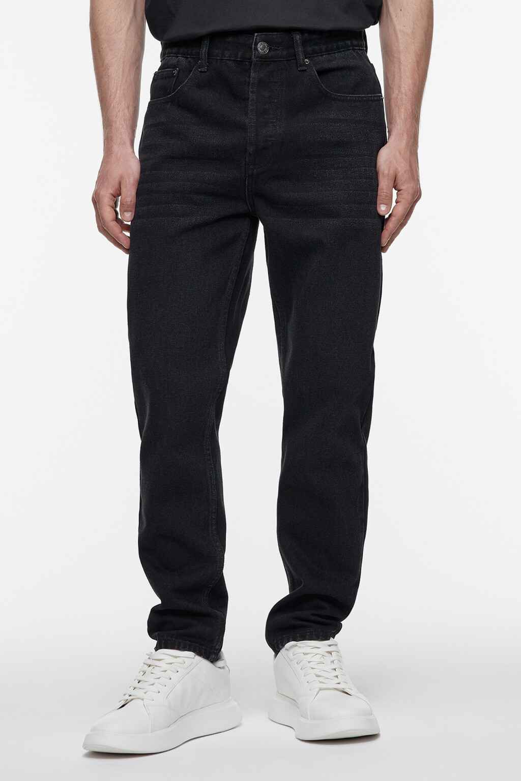 Джинсы slim зауженные со средней посадкой - цвет черный - 3