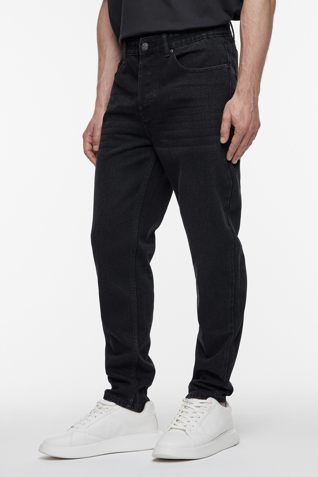 Джинсы slim зауженные со средней посадкой - цвет черный - 2