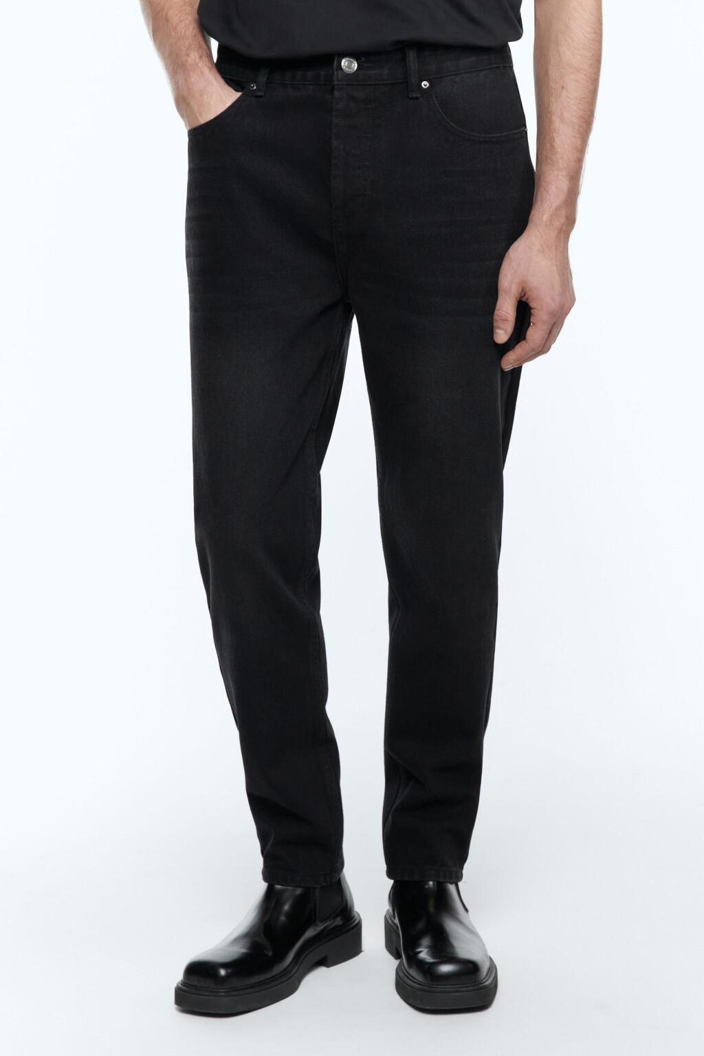Джинсы slim зауженные со средней посадкой - цвет черный - 3