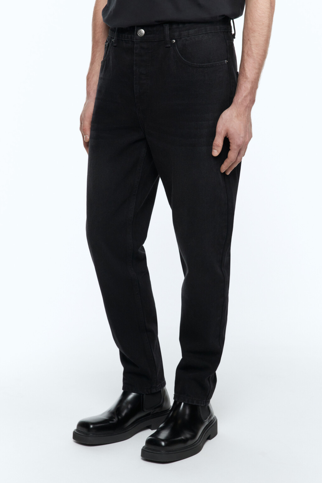 Джинсы slim зауженные со средней посадкой - цвет черный - 4