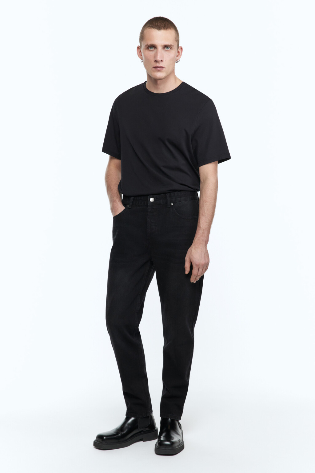 Джинсы slim зауженные со средней посадкой - цвет черный - 6