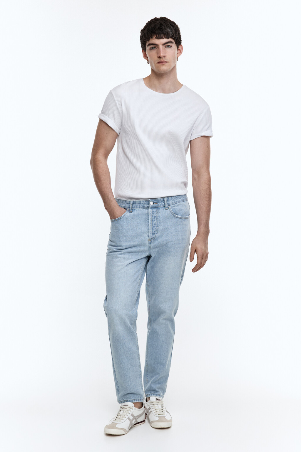 Джинсы slim зауженные со средней посадкой - цвет голубой - 4