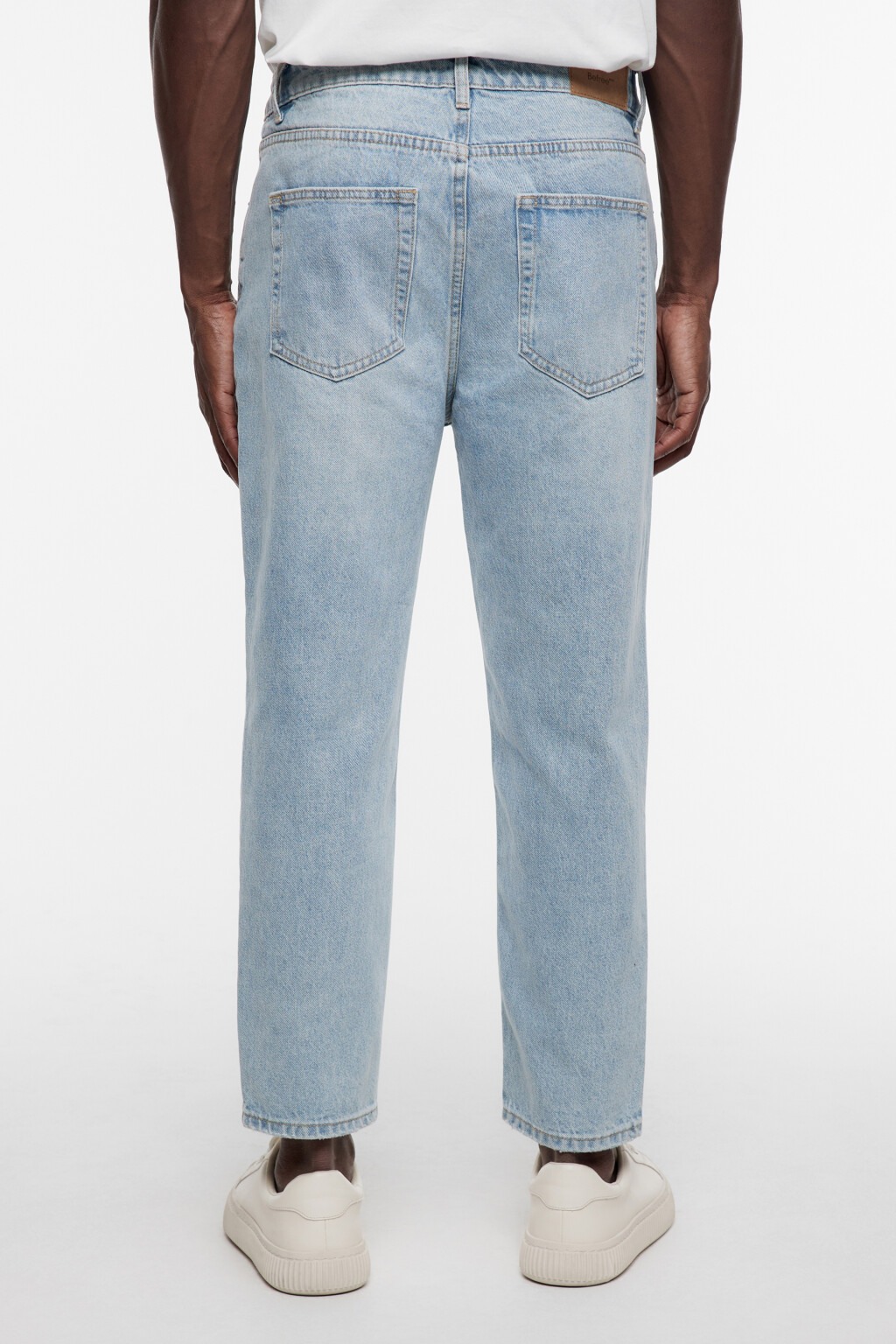 Джинсы slim зауженные укороченные со средней посадкой - цвет голубой - 4