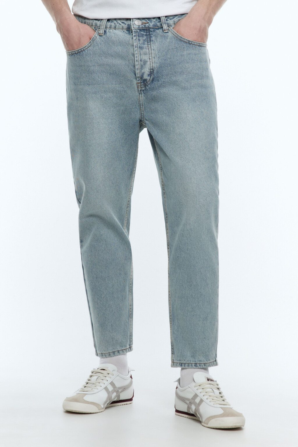 Джинсы slim укороченные со средней посадкой - цвет голубой - 2