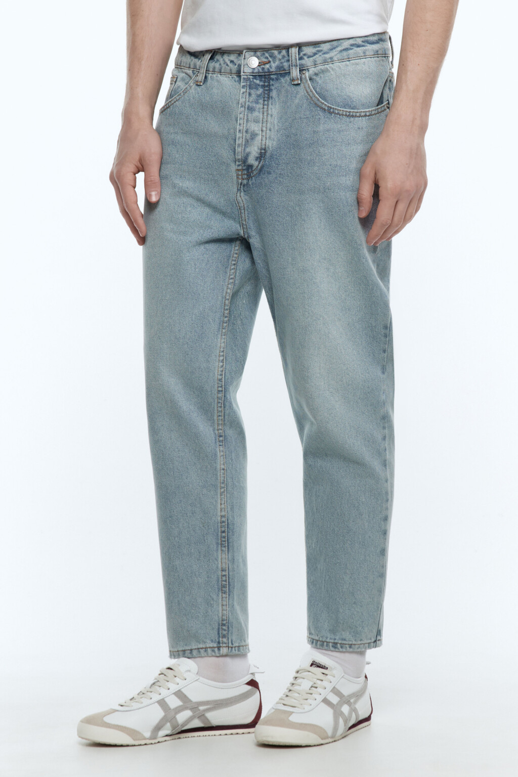 Джинсы slim укороченные со средней посадкой - цвет голубой - 3