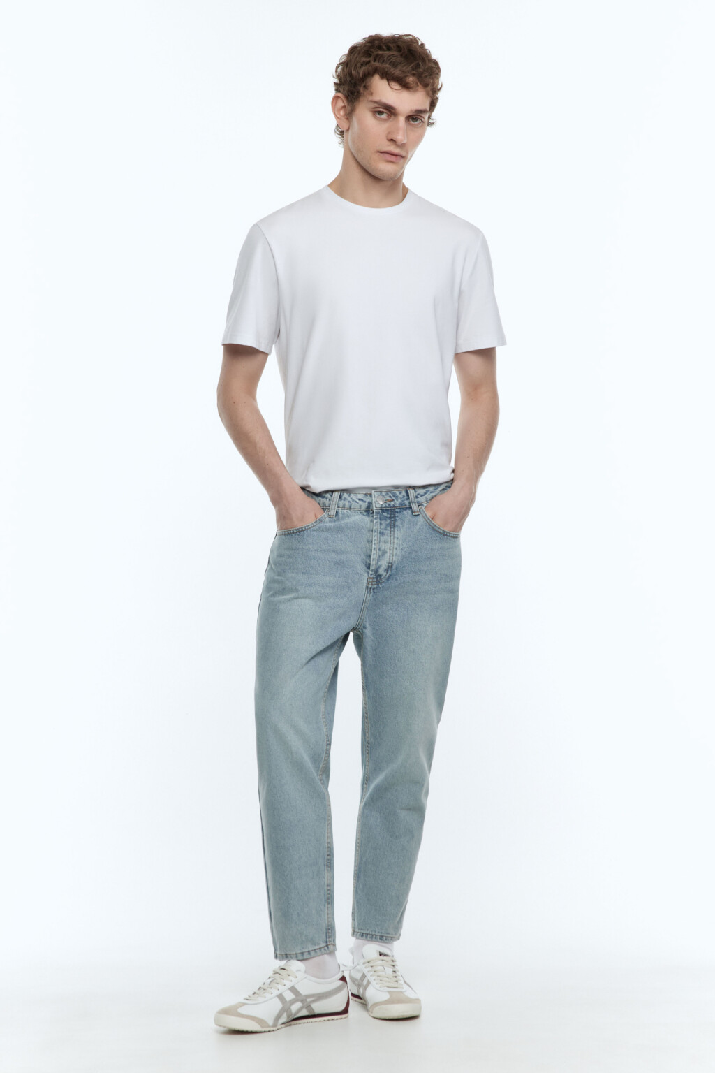 Джинсы slim укороченные со средней посадкой - цвет голубой - 5