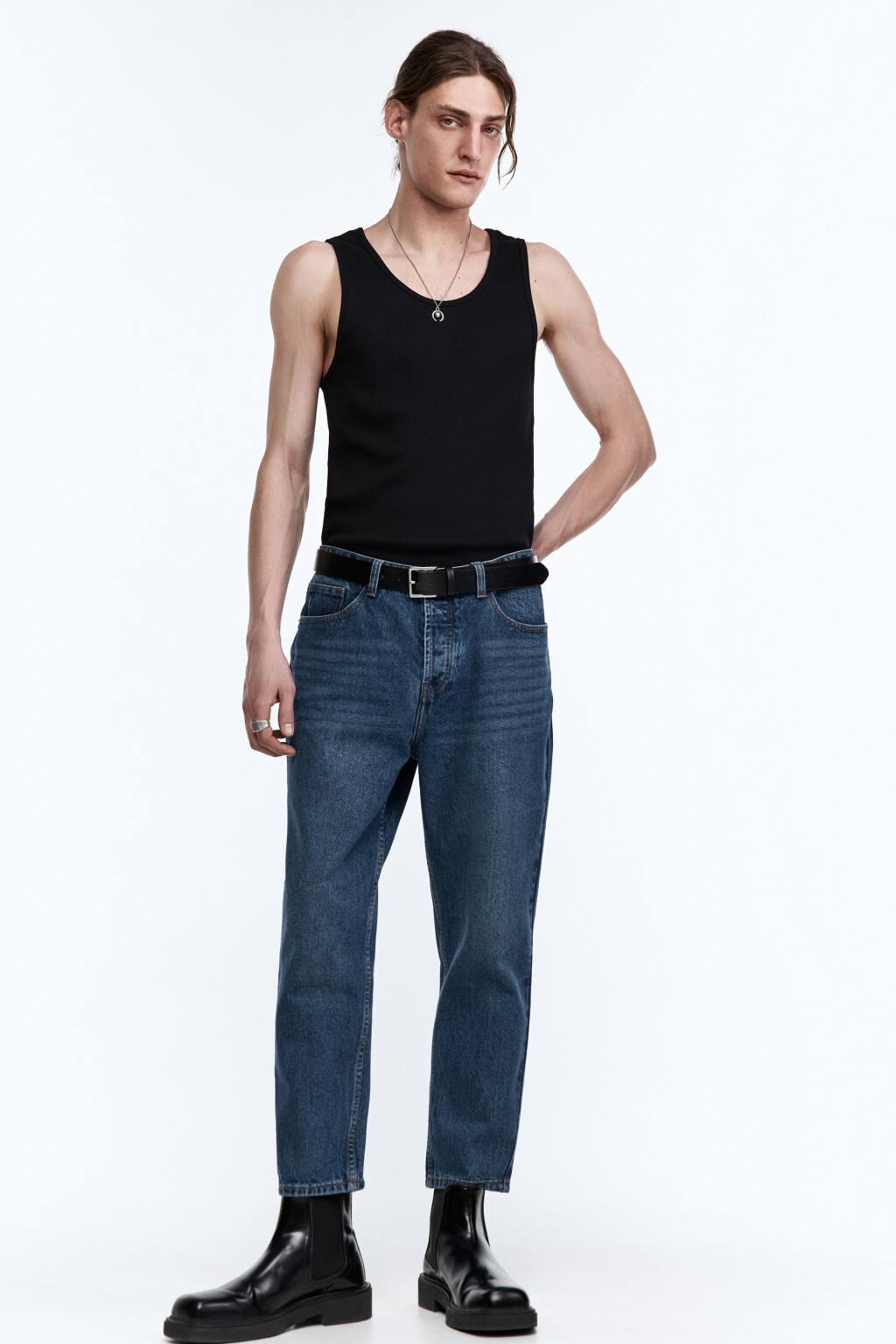 Джинсы slim fit зауженные укороченные - цвет голубой - 5