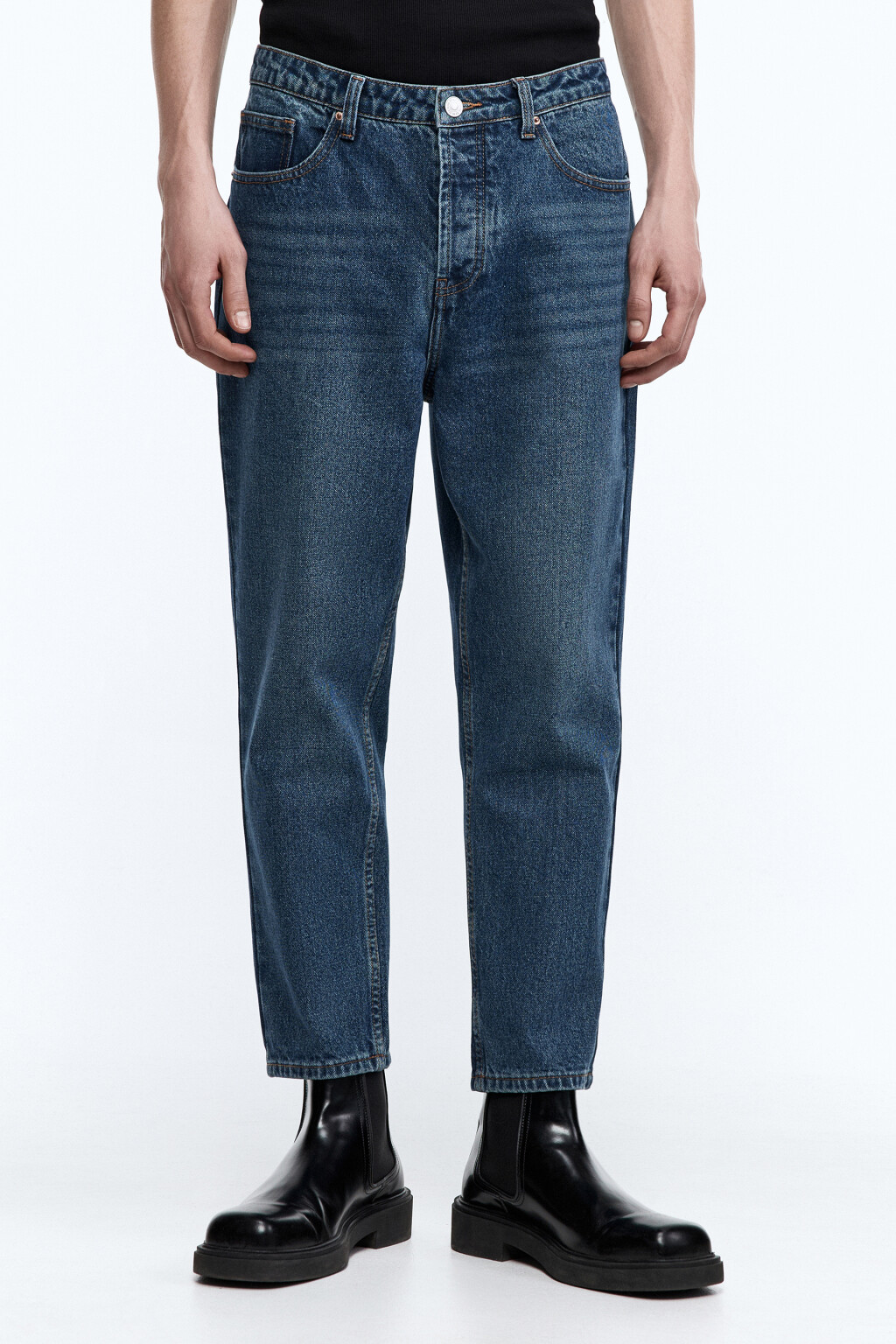 Джинсы slim fit зауженные укороченные - цвет голубой - 2