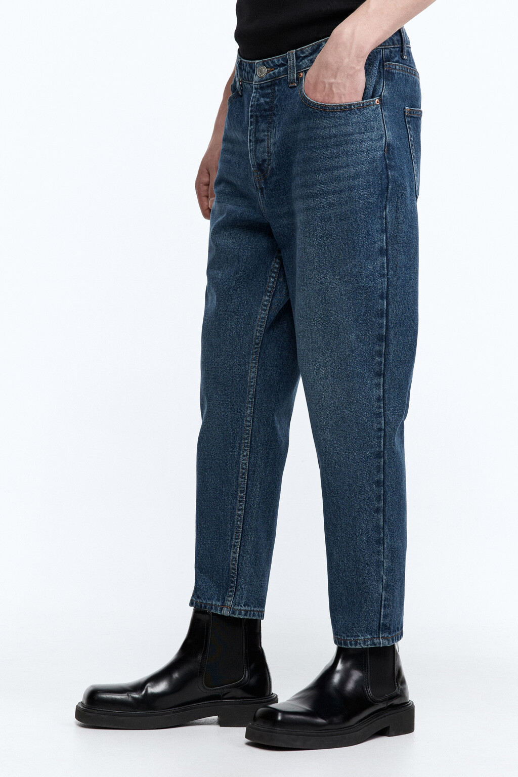 Джинсы slim fit зауженные укороченные - цвет голубой - 3