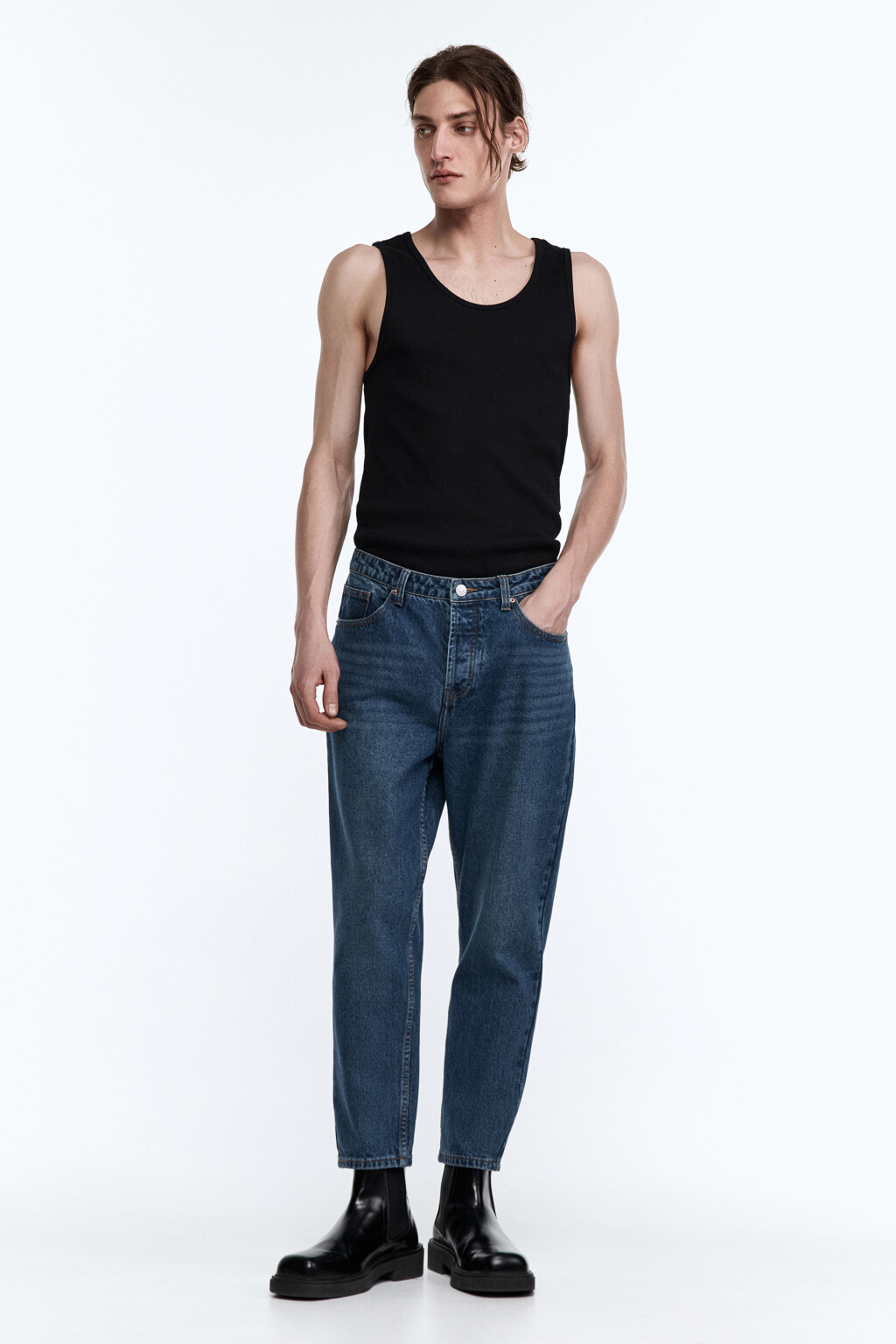 Джинсы slim fit зауженные укороченные - цвет голубой - 6