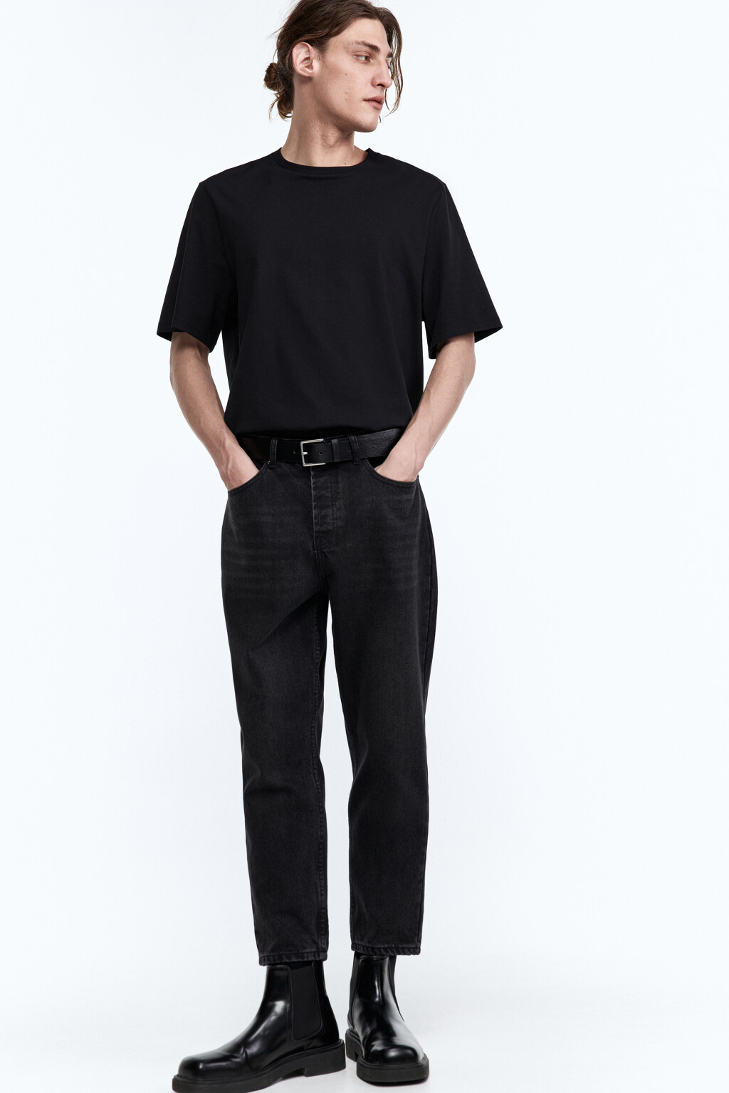 Джинсы slim fit зауженные укороченные - цвет серый - 2