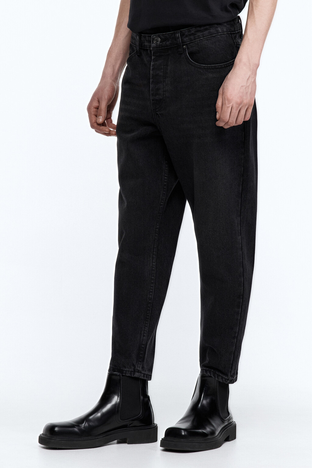 Джинсы slim fit зауженные укороченные - цвет серый - 4